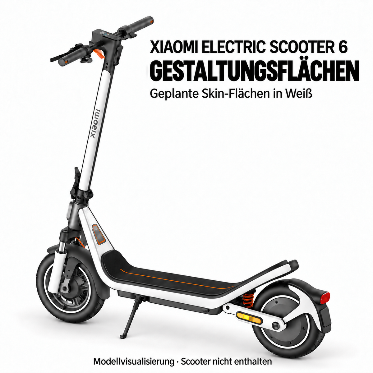Xiaomi Electric Scooter 6 – weiße Gestaltungsflächen; Reifenaufkleber separat erhältlich