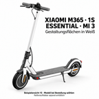 Xiaomi M365 / 1S / Essential / Mi 3 – Gestaltungsflächen in Weiß. Reifenaufkleber separat erhältlich.