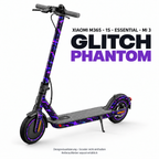 XIAOMI M365 / 1S / ESSENTIAL / MI 3 SKIN | GLITCH PHANTOM – Designvisualisierung; Scooter nicht enthalten. Reifenaufkleber separat erhältlich.