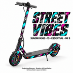 XIAOMI M365 / 1S / ESSENTIAL / MI 3 SKIN | STREET VIBES – Designvisualisierung; Scooter nicht enthalten. Reifenaufkleber separat erhältlich.