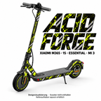 Xiaomi M365 / 1S / Essential / Mi 3 – ACID FORGE. Designvisualisierung; Reifenaufkleber separat erhältlich.