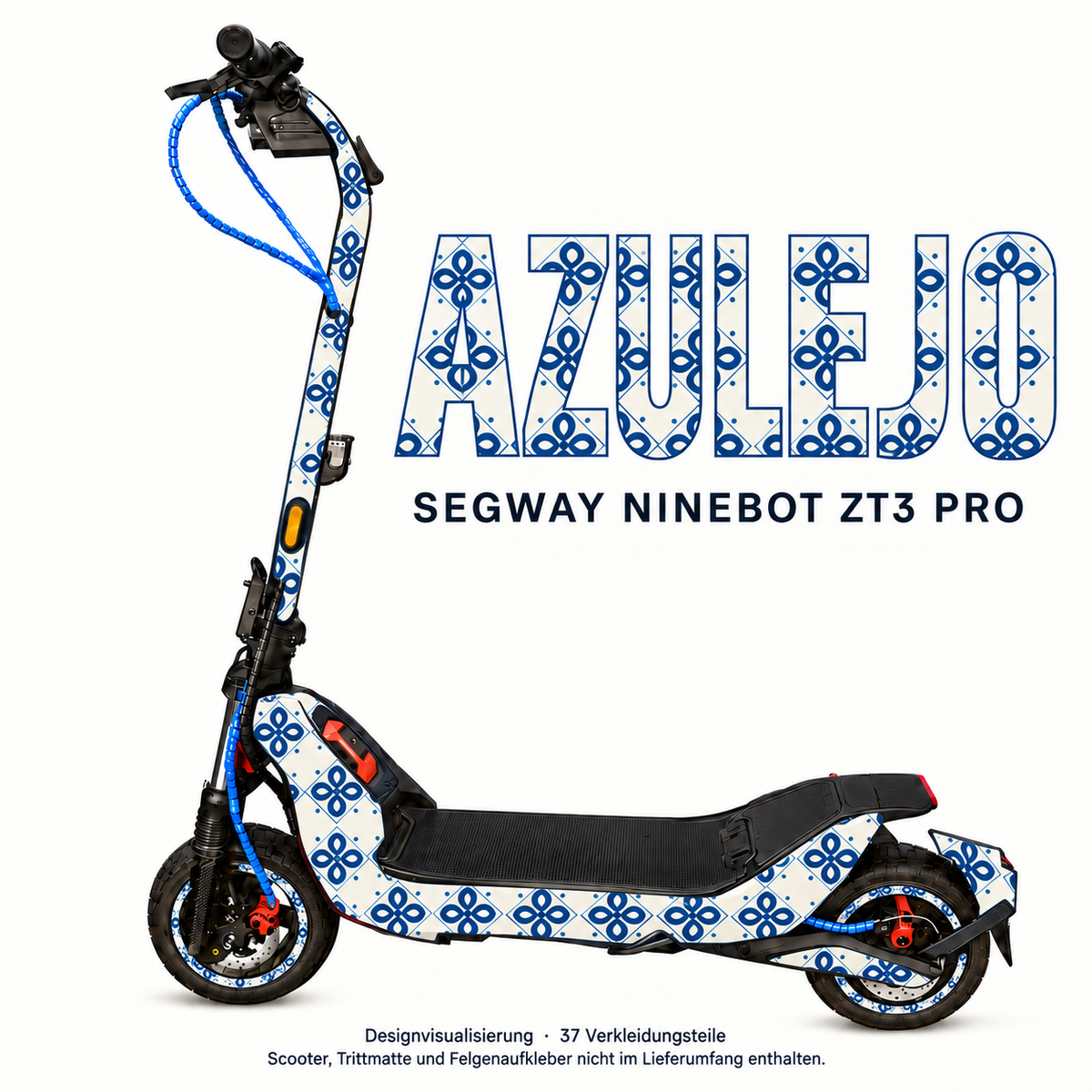AZULEJO Skin für Segway Ninebot ZT3 Pro. Felgenaufkleber separat erhältlich.