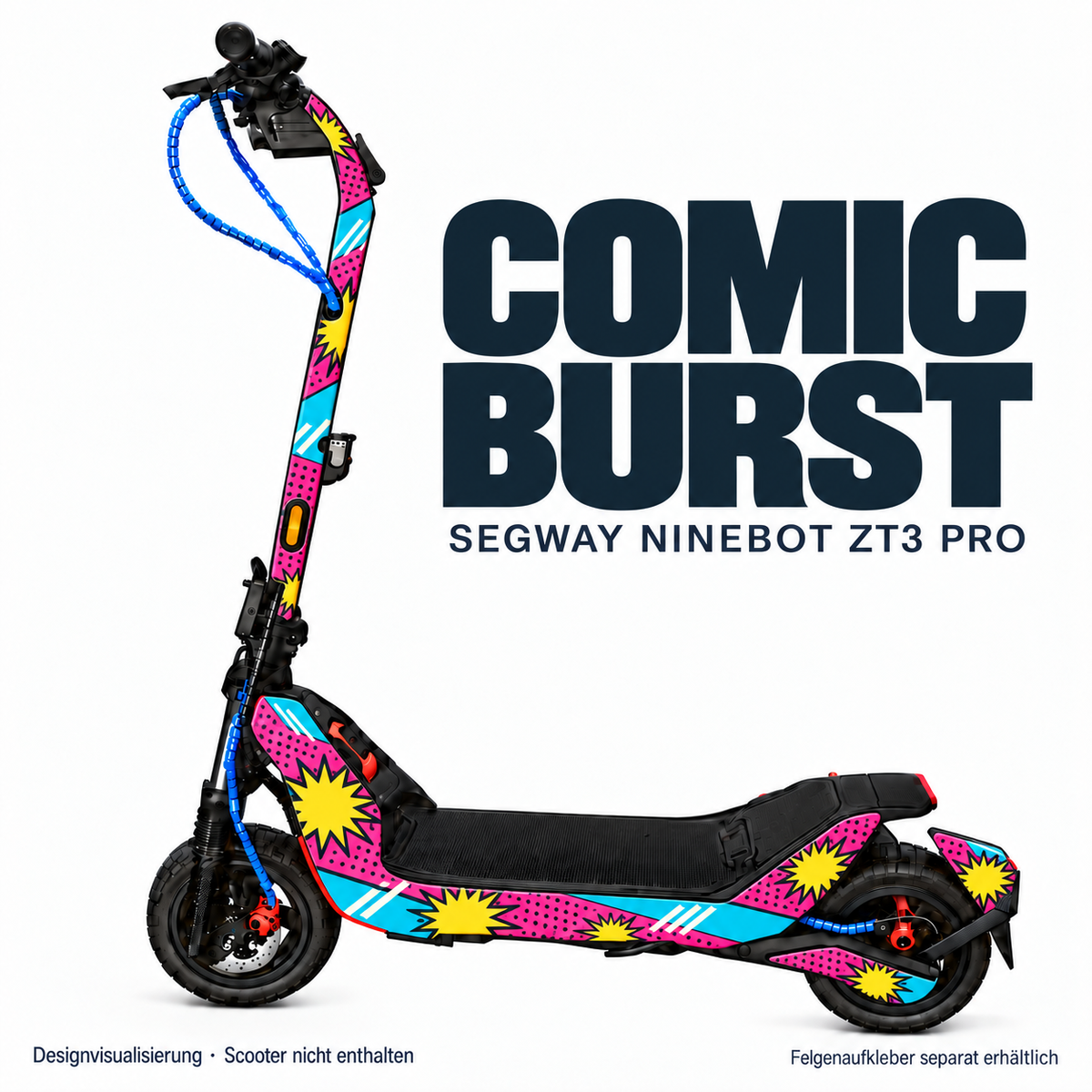 COMIC BURST Skin für Segway Ninebot ZT3 Pro. Felgenaufkleber separat erhältlich.