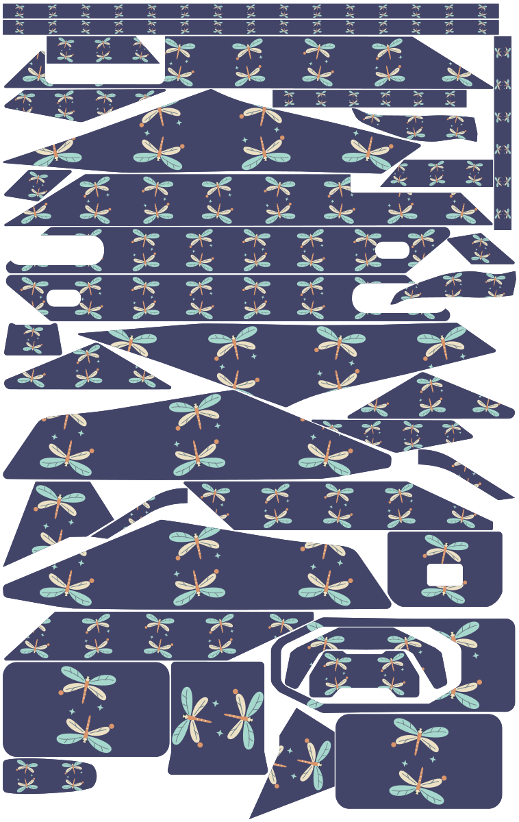 DRAGONFLY DUSK für Segway Ninebot ZT3 Pro: 37 Originalteile des Skin-Sets.
