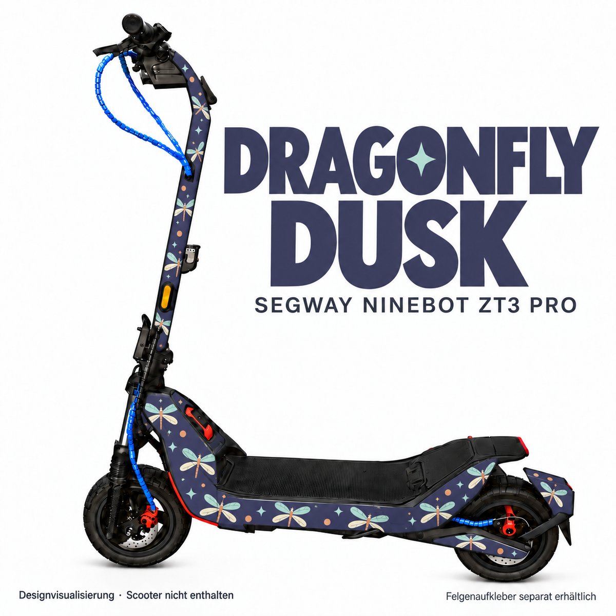 DRAGONFLY DUSK Skin für Segway Ninebot ZT3 Pro. Felgenaufkleber separat erhältlich.