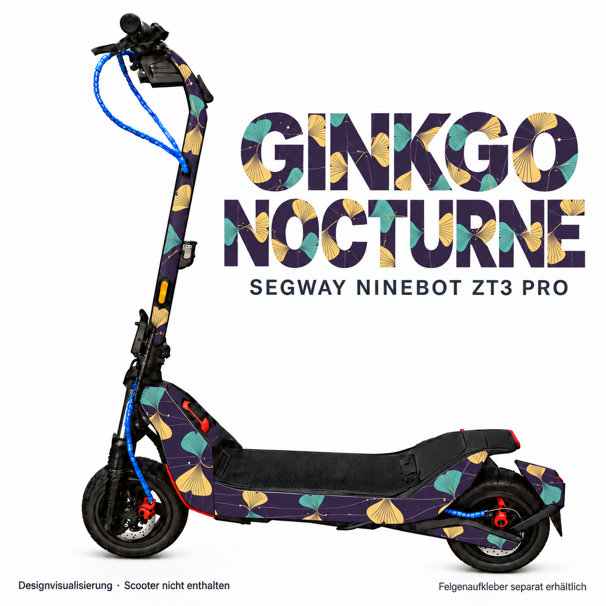 GINKGO NOCTURNE Skin für Segway Ninebot ZT3 Pro. Felgenaufkleber separat erhältlich.