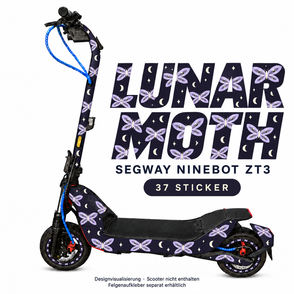 LUNAR MOTH Skin für Segway Ninebot ZT3 Pro. Felgenaufkleber separat erhältlich.