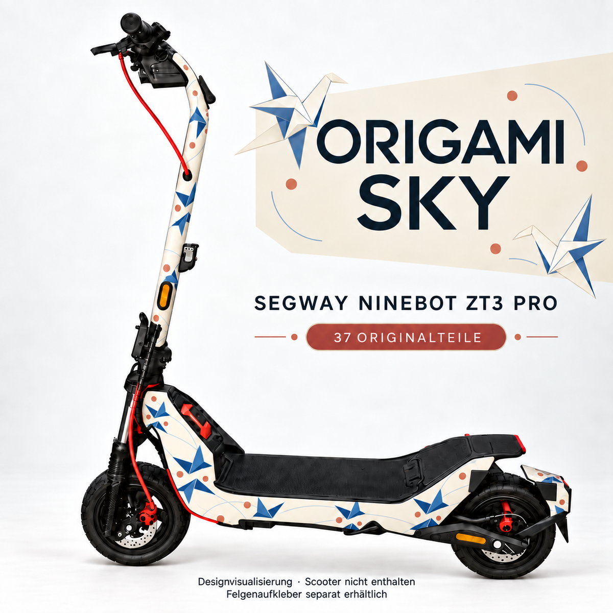 ORIGAMI SKY Skin für Segway Ninebot ZT3 Pro. Felgenaufkleber separat erhältlich.