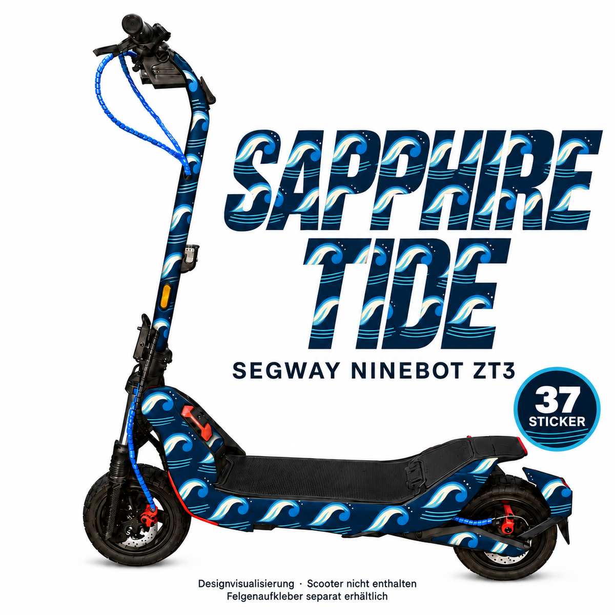 SAPPHIRE TIDE Skin für Segway Ninebot ZT3 Pro. Felgenaufkleber separat erhältlich.