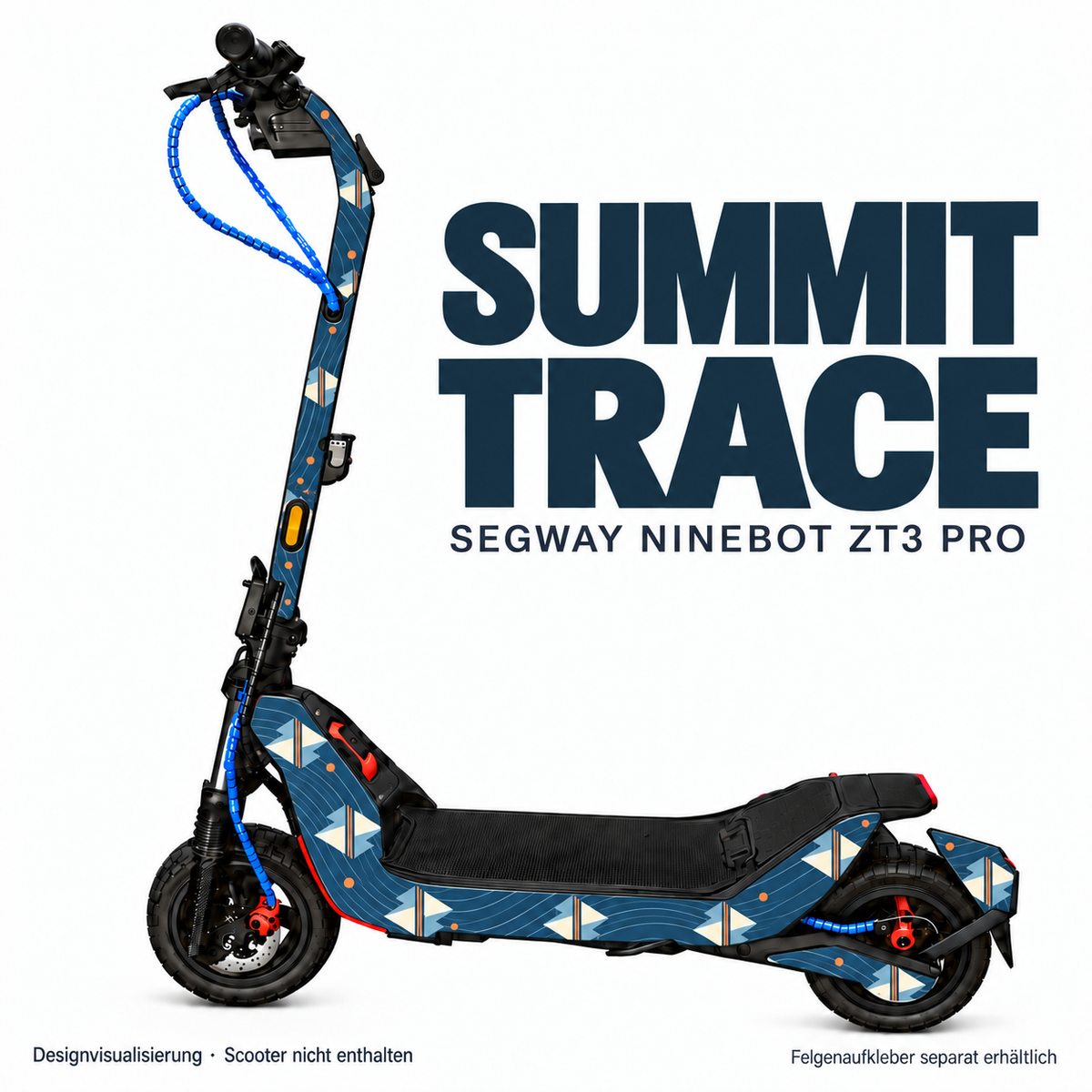 SUMMIT TRACE Skin für Segway Ninebot ZT3 Pro. Felgenaufkleber separat erhältlich.
