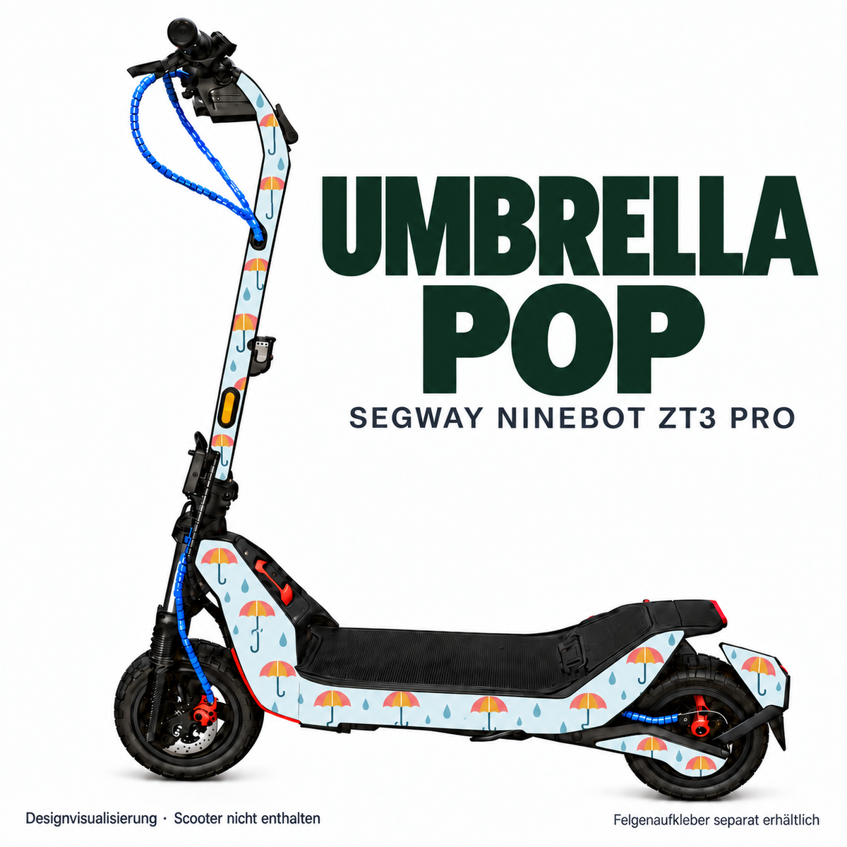 UMBRELLA POP Skin für Segway Ninebot ZT3 Pro. Felgenaufkleber separat erhältlich.